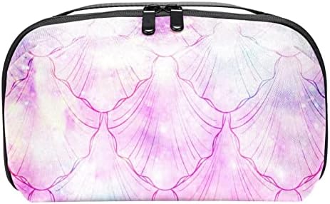 Bolsa de cosméticos para mulheres, adoráveis ​​sacos de maquiagem à prova d'água de viagens de sereia de sereia galáxia de bolsa
