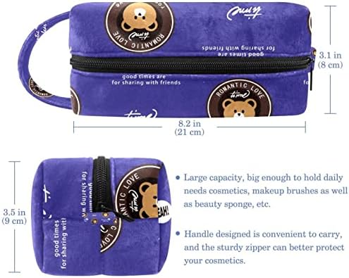 Tbouobt Makeup Bag Zipper Bolsa Travel Organizador cosmético para mulheres e meninas, desenho animado amor romântico Urso