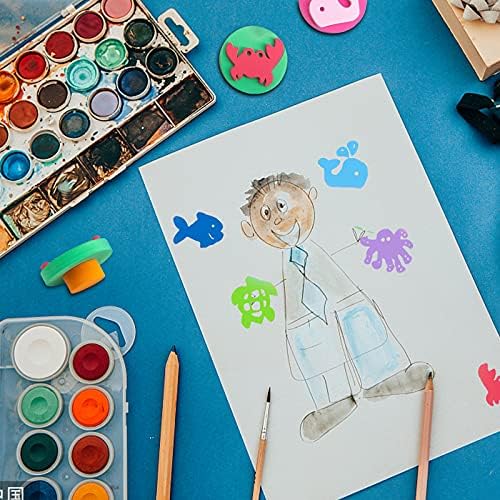 Pintura de esponja formas, evneed 6 pcs pintando carimbos de esponja artesanais para crianças pequenas do padrão de vida marinha do padrão de aprendizado precoce para crianças
