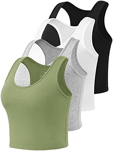 Tampas de colheita sem mangas do femdouce para mulheres treping racerback sport toups de camisa de corrida básica Exercício de algodão 5 pacote