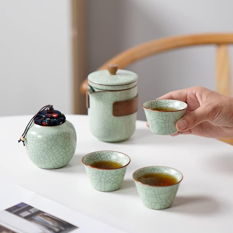 Hdrzr Travel portátil Copo rápido Pote de três xícaras de chá conjunto pequeno conjunto de bule de chá ao ar livre