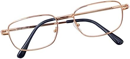 Joxigo Reading Glasses for Men Mulheres Metal Metal Moldura retangular com dobradiça de mola de conforto + cinta de óculos
