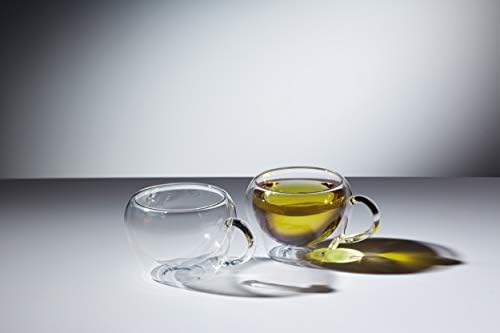 KitchenCraft le'xpress kclxdwtcup2pc xícaras de chá de vidro isoladas de paredes duplas, 8 x 8 x 7,6 cm