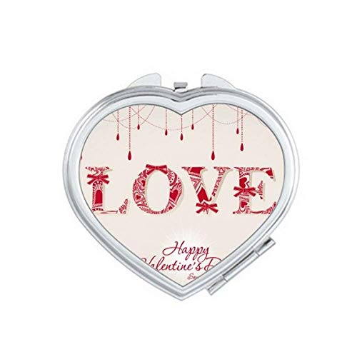 Amor Feliz Dia dos Namorados Ministro Espelho Vermelho Portátil Portátil Makeup de bolso