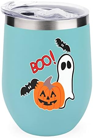 Boo Halloween Bottle Cup com tampa com tampa de aço inoxidável de aço inoxidável parede dupla de escritório de escritório