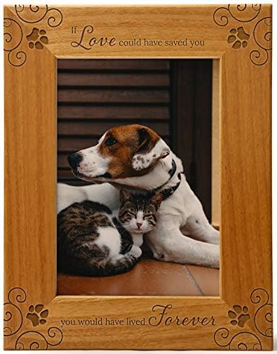 Se o amor pudesse ter salvado você, você teria vivido para sempre, Pet Memorial Picture Frame Graved Wood Wood encaixa um retrato vertical 4x6, condolência para os amantes de animais mantêm as memórias vivas vivas