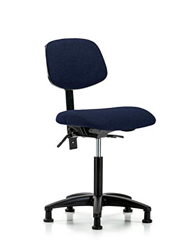 Labtech Seating LT42426 Cadeira de bancada média, tecido, base de nylon - desliza, marinha