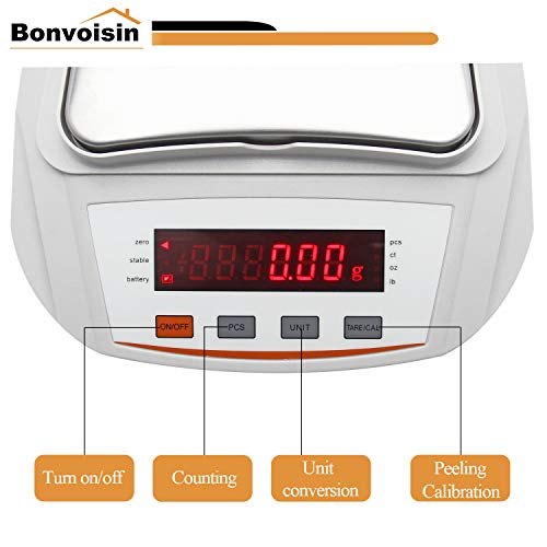 Bonvoisin Lab Scale 2000gx0.01g escala de precisão de precisão Digital Balanço analítico Escala de jóias Escalas de