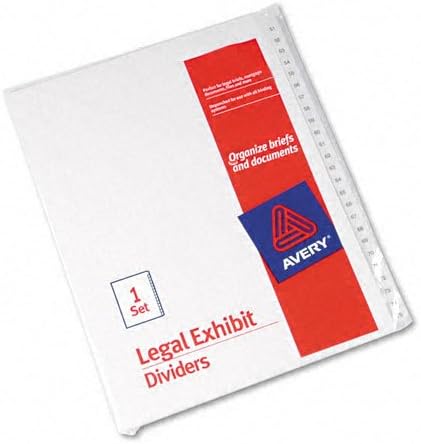 Avery: Allstate Legal Legal Side Tab Divishers, 25 -TAB, 51-75, letra, branco, conjunto de 25 -: - Vendido como 2 pacotes de - 25 - / - total de 50 cada