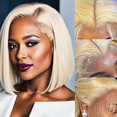 TressLove Blonde Bob Wig Human Human. 180% Densidade 13x4 HD peruca de renda frontal transparente para mulheres negras curtas