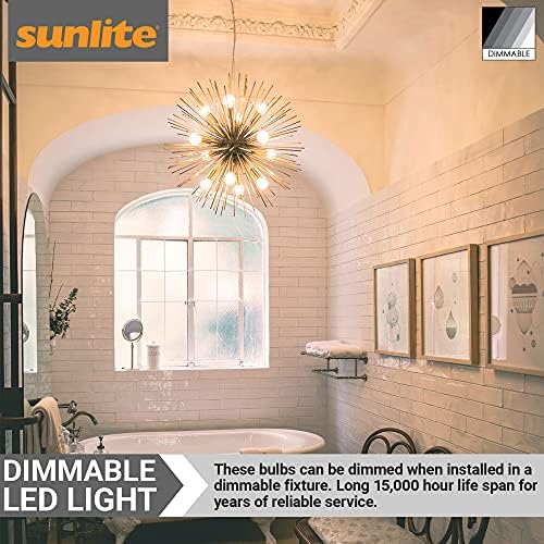 Sunlite 80756 LED G16.5 Estilo de filamentos Lâmpada Globo, 2,5 watts, 250 lúmens, Dimmable, Base Candelabra, UL listada, 5000k Super White, 1 contagem