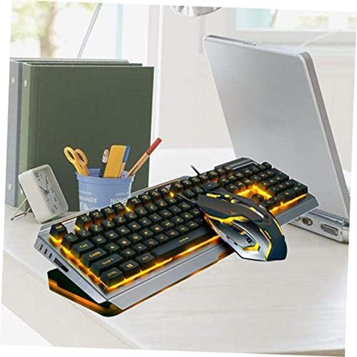 Mobestech combb USB Mechanical Yellow Laptop Desktop e teclado Gamingtungsten tungsten ergonomic led rgb gamer múltiplo para jogos iluminados com retroiluminação dourada cor legal
