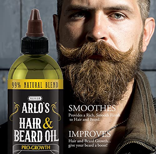 Cabelos pró-crescimento de Arlo e óleo de barba 8 oz. - óleo capilar, óleo de bigode e crescimento de óleo de barba