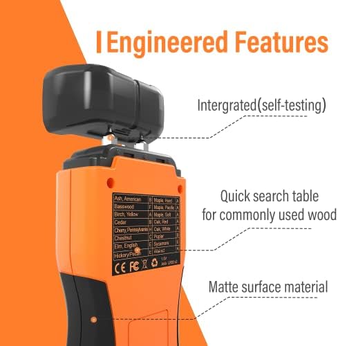 Medidor de umidade de madeira de mecuramento, detector de umidade de madeira do tipo pino com 9 modos, testador de vazamento