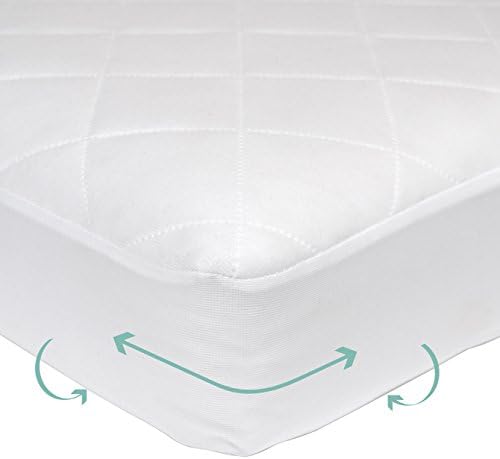 Kolcraft equipou o leito à prova d'água e protetor de capa de colchão de berço para bebês, silencioso, lavável em máquina e amigável para secador, 52 x 28 - branco