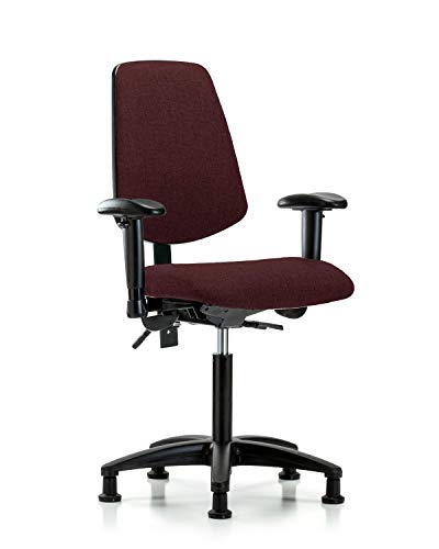 Labtech Seating LT42353 Cadeira de bancada média, tecido, base de nylon de fundo médio - inclinação, braços, planícios, preto