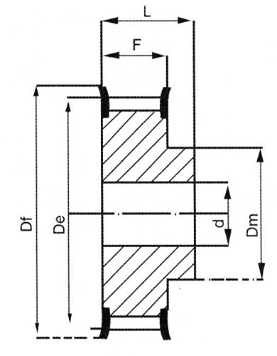 Ametric 25xh300 Aço Ansi Polia de tempo com flange, 25 dentes, 1,125 polegada +/- 1/16 Bore piloto, 6,85 polegadas de diâmetro fora do diâmetro, 6,96 polegadas de diâmetro, 3,625 largura de face, largura da face, largura da face,