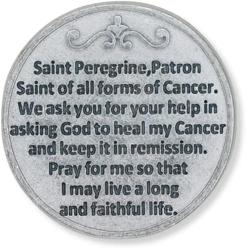 St. Peregrine Patrono Santo da Moeda de Token de bolso do câncer - acabamento oval oval oval de prata Carry no bolso,