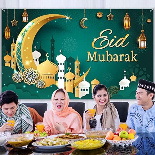 Eid Mubarak Background Party Decorações de festas Eid Mubarak Ramadan Mubarak Party Background Banner Green Muslim Ramadan Banner