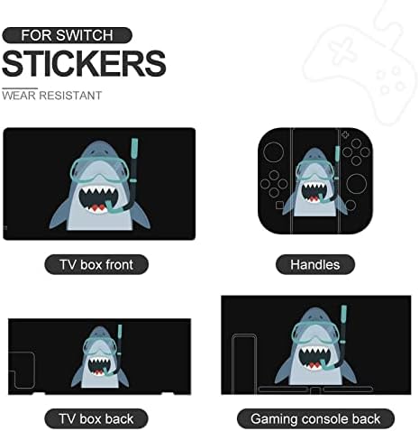Adesivos de decalques de tubarão de mergulho engraçados cobrem placa face protetora da pele para nintendo switch