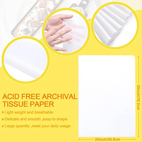 Papel de linhagem de arquivo livre de ácido, 30 x 20 polegadas sem papel sem papel ácido lignina branca papel de embalagem