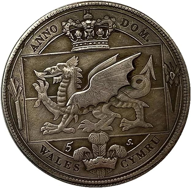1887 Rainha britânica Victoria Crown Brass Antigo Medalha de Medalha de Prata Cutrinho Red Dragon Coin