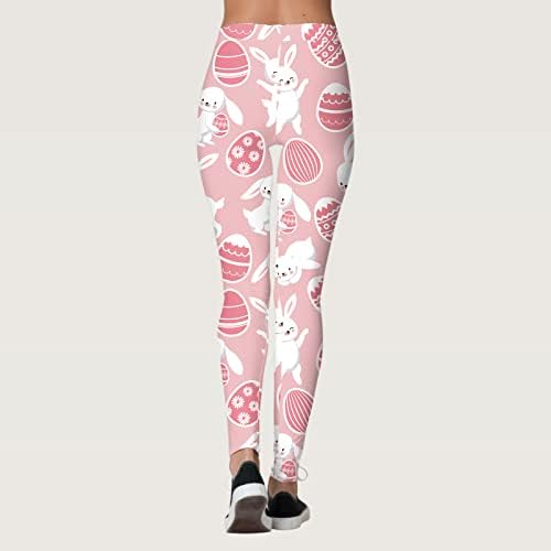 Leggings de cintura alta do dia da Páscoa para mulheres Sem transparir com calças de treino de caça a ovos de coelho de controle