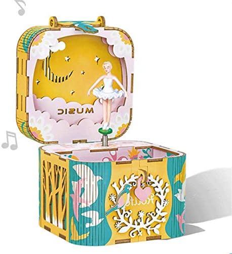 LhllHl Music Box Crafts de madeira Caixa de armazenamento de jóias de jóias de madeira com um presente rotativo de bailarina