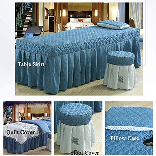 Zhuan massagem simples camas de saia travesseiros de massagem lençóis lençóis de mesa de valance capa de cama de 4 peças