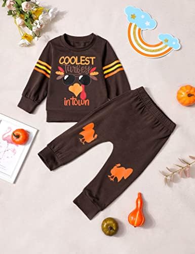 Wiqi Ação de Graças Roupa de menino de menino Toddler roupas de ação de graças calças impressas de peru