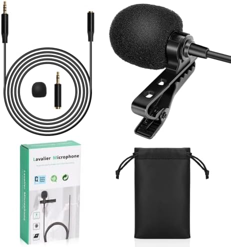 Microfone de lapela lavalier de grau profissional para Blu Studio G Mini compatível com telefone iPhone ou câmera blogging