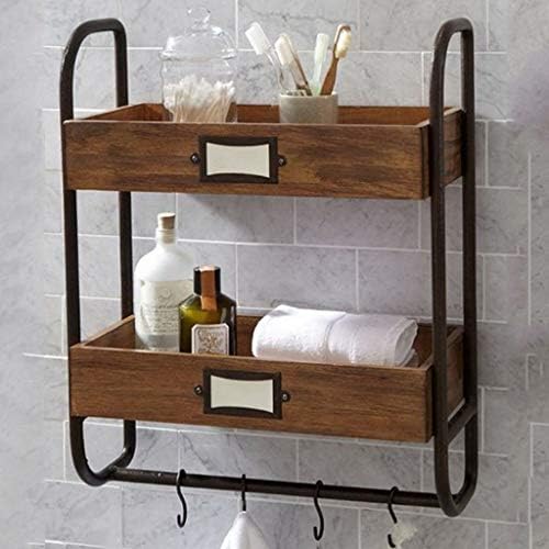 Xjjzs plataforma de banheiro de madeira rústica para você prateleiras de tubos industrial estante estante de madeira