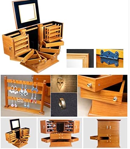 Caixa de jóias de jóias Sudemota Caixa de jóias de jóias grandes caixas de jóias com 6 gavetas exibem suporte de