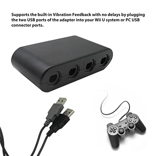 Adaptador do controlador GameCube com 4 portas para Nintendo Wii U Console e PC Black Riuse