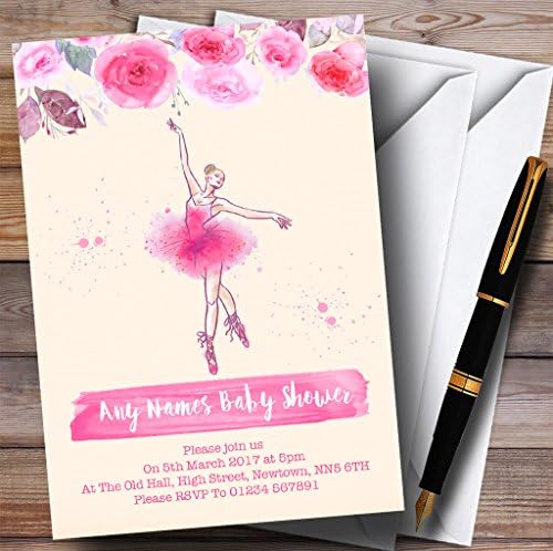 Convites de balé floral balerina de aquarela