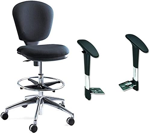 Cadeira de altura estendida do metrô Safco Products, ergonômica, altura pneumática ajustável, fortemente acolchoada e 3495bl Metro ajustável kit, preto