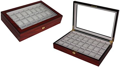 4 menos CO 24 Watch Wood Display Caixa de jóias Caixa de armazenamento Presente - Finalização de cereja 1087-24C