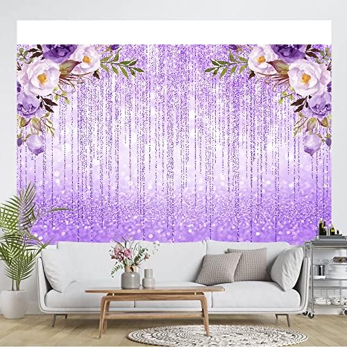 Ticuenicoa 7 × 5ft fotografia roxa pano de fundo roxo bokeh flores shinning manchas de cortina esclarecimento escala de areia