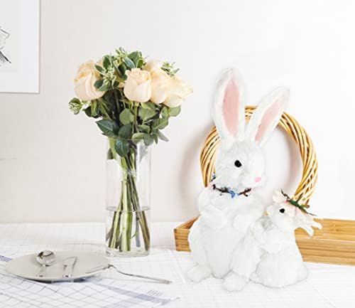 Nature vibe 14 polegadas Bunny Fatueta para decoração de primavera, fofinha coelho de sisal estátua mamãe e animais de fazenda de