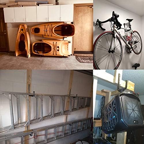 Gancho de armazenamento de garagem para aço pesado, ganchos de armazenamento de garagem, 9,5 polegadas Jumbo Armads Rack, organizador de cabide montado na parede para ferramentas, bicicletas, porta de jipe, 6 pacote