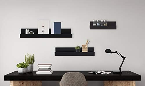 Kate e Laurel Levie Levie Modern Misture Sized Wood Shelf Conjunto, conjunto de 3, preto e chique contemporâneo bordas