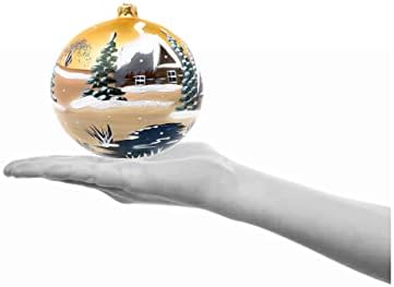 Galeria polonesa Ornamento de Natal, dia de inverno, bola de vidro soprado de 6 polegadas