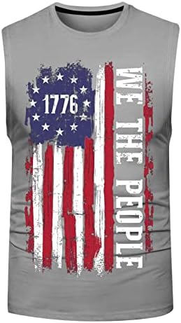 ZDDO 4 de julho Muscle Tank Tops Tamas sem mangas Camisas de treino de verão atlético 1776 American Flag Patriótico