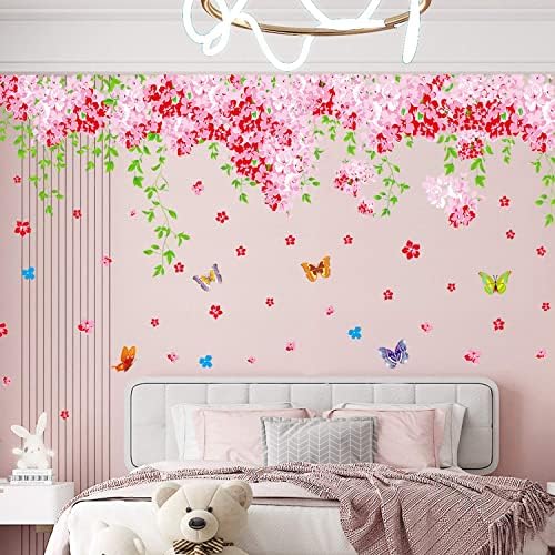 RW-239 Flores rosa Decalques de parede 3D Atendimentos de parede de flores de pêssego quentes de pêssego