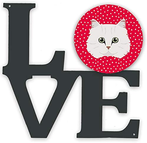 Tesouros de Caroline CK5103walv Chinchilla persa Longhair Cat Love Metal Wall Artwork Love, Red,