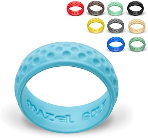 Anel de silicone respirável Mazel para homens e mulheres de golfe, pacote de 10 - Design de superfície de bola de golfe