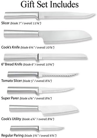 RADA TOLHERA BLOCO DE OAK RADA 7 PC Faca de cozinha em aço inoxidável Conjunto com alumínio, alça de prata
