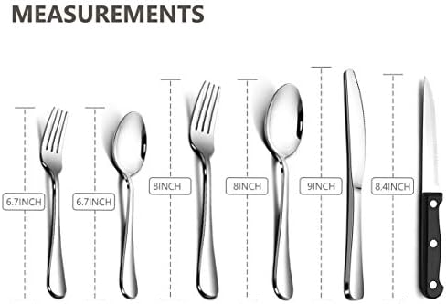 Conjunto de talheres de 24 peças RayPard, talheres de talheres polido, serviço seguro para lava-louças para 4, inclua garfo/colher
