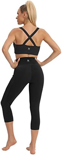 Fihapyli ictive Women's Wrethout Leggings Leggings High Yoga Capris com bolsos coloridos coloridos sólidos Esportes esportivos