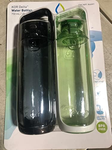 Kor Delta BPA Garrafa de Água Free, 750ml, 2 pacote, verde/preto
